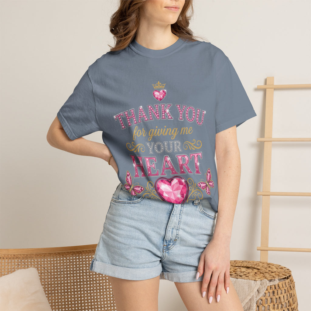 Thank You For Giving Me Your Heart T-Shirt — Romantic Heart Graphic Valentine’s Tee