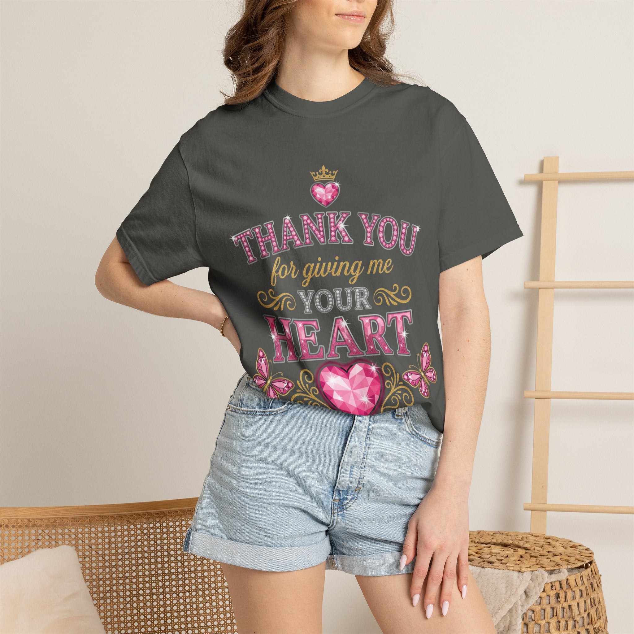 Thank You For Giving Me Your Heart T-Shirt — Romantic Heart Graphic Valentine’s Tee