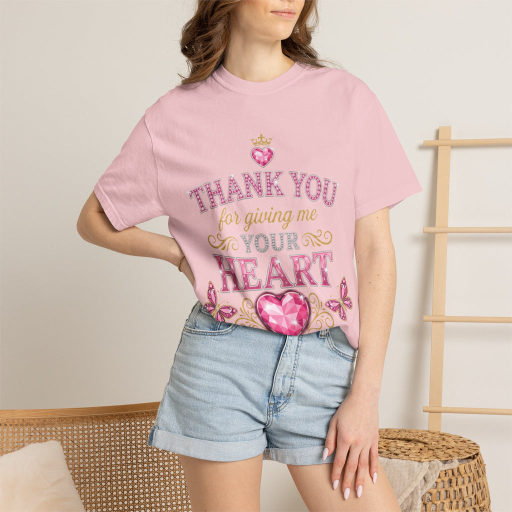 Thank You For Giving Me Your Heart T-Shirt — Romantic Heart Graphic Valentine’s Tee