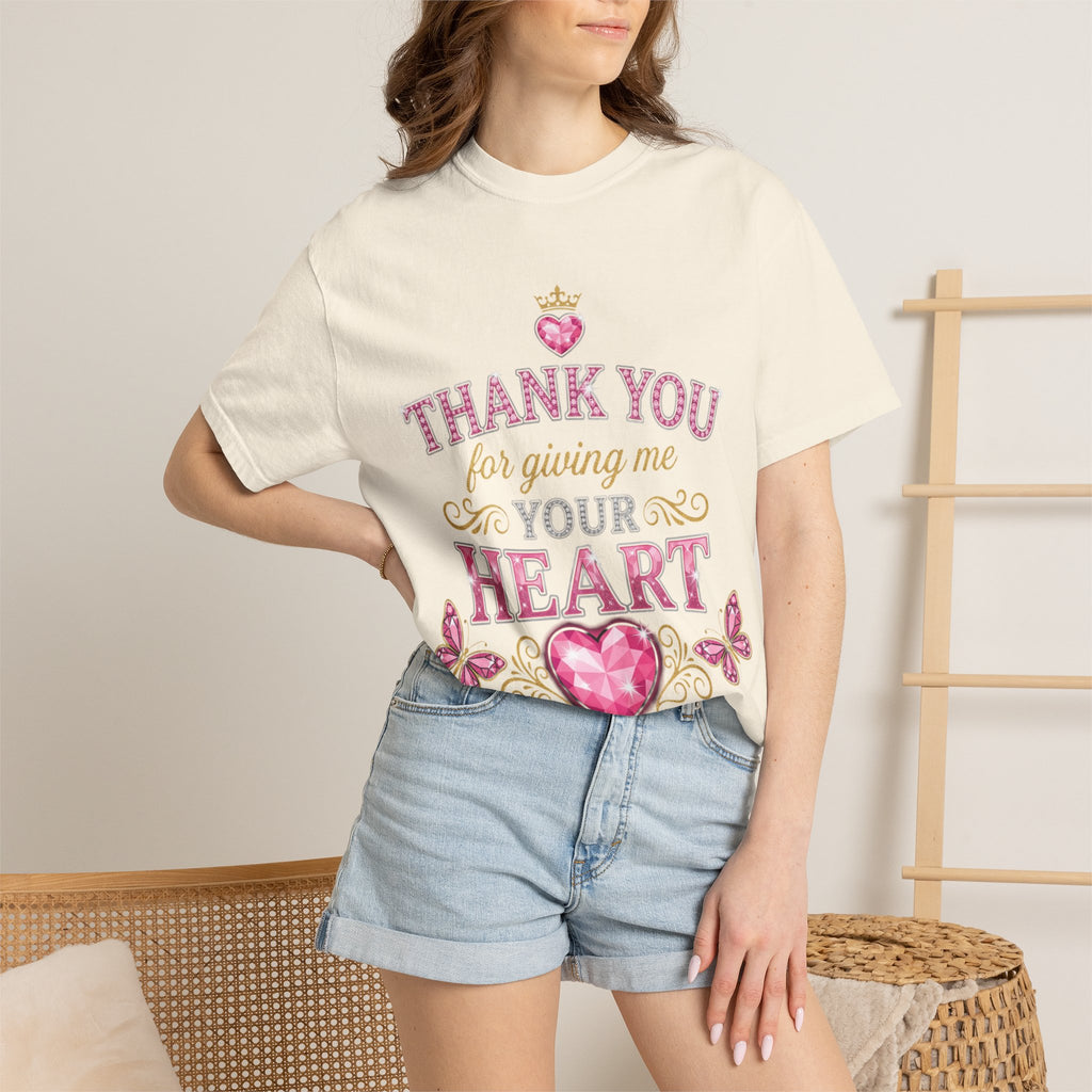 Thank You For Giving Me Your Heart T-Shirt — Romantic Heart Graphic Valentine’s Tee