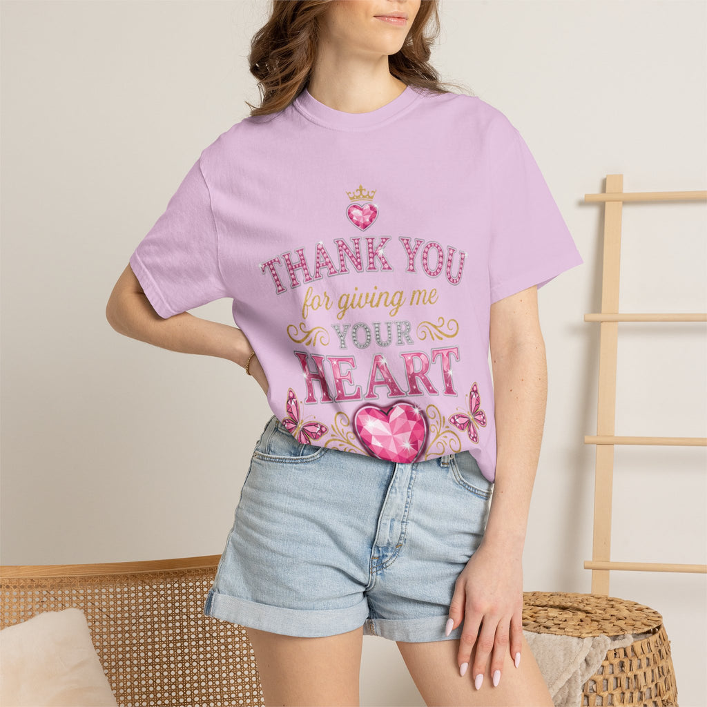 Thank You For Giving Me Your Heart T-Shirt — Romantic Heart Graphic Valentine’s Tee