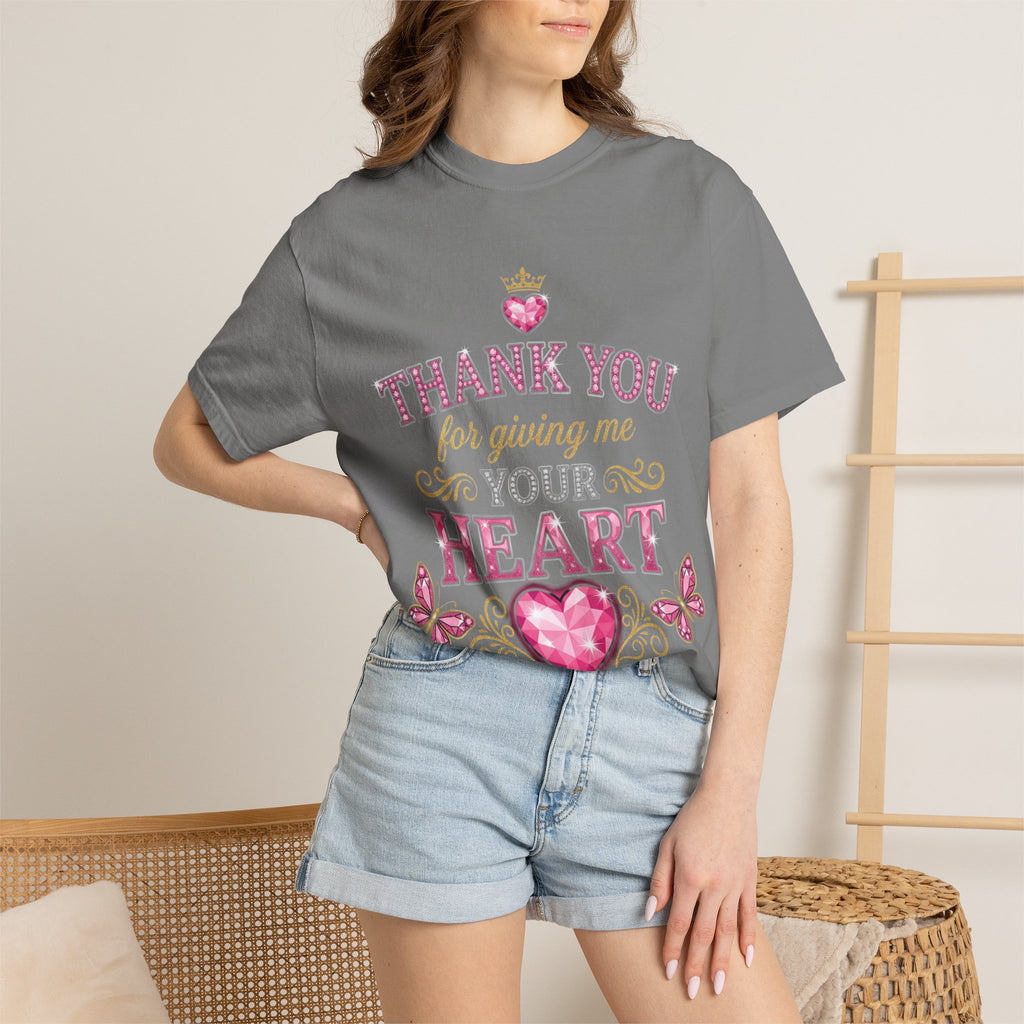 Thank You For Giving Me Your Heart T-Shirt — Romantic Heart Graphic Valentine’s Tee