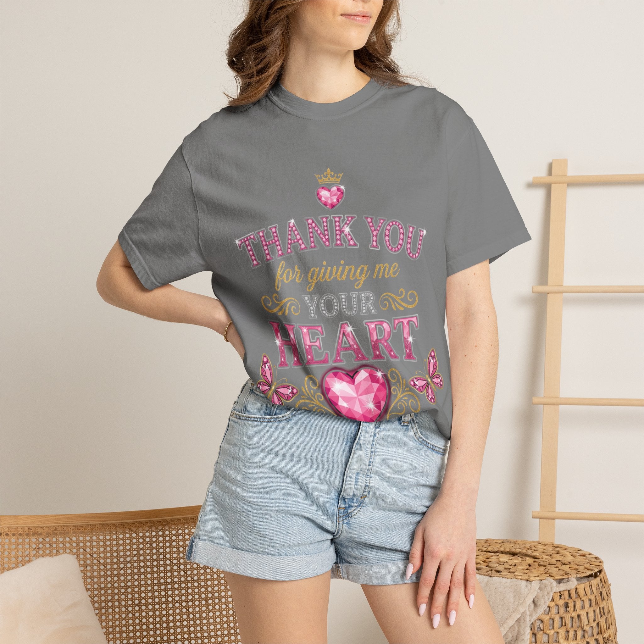 Thank You For Giving Me Your Heart T-Shirt — Romantic Heart Graphic Valentine’s Tee