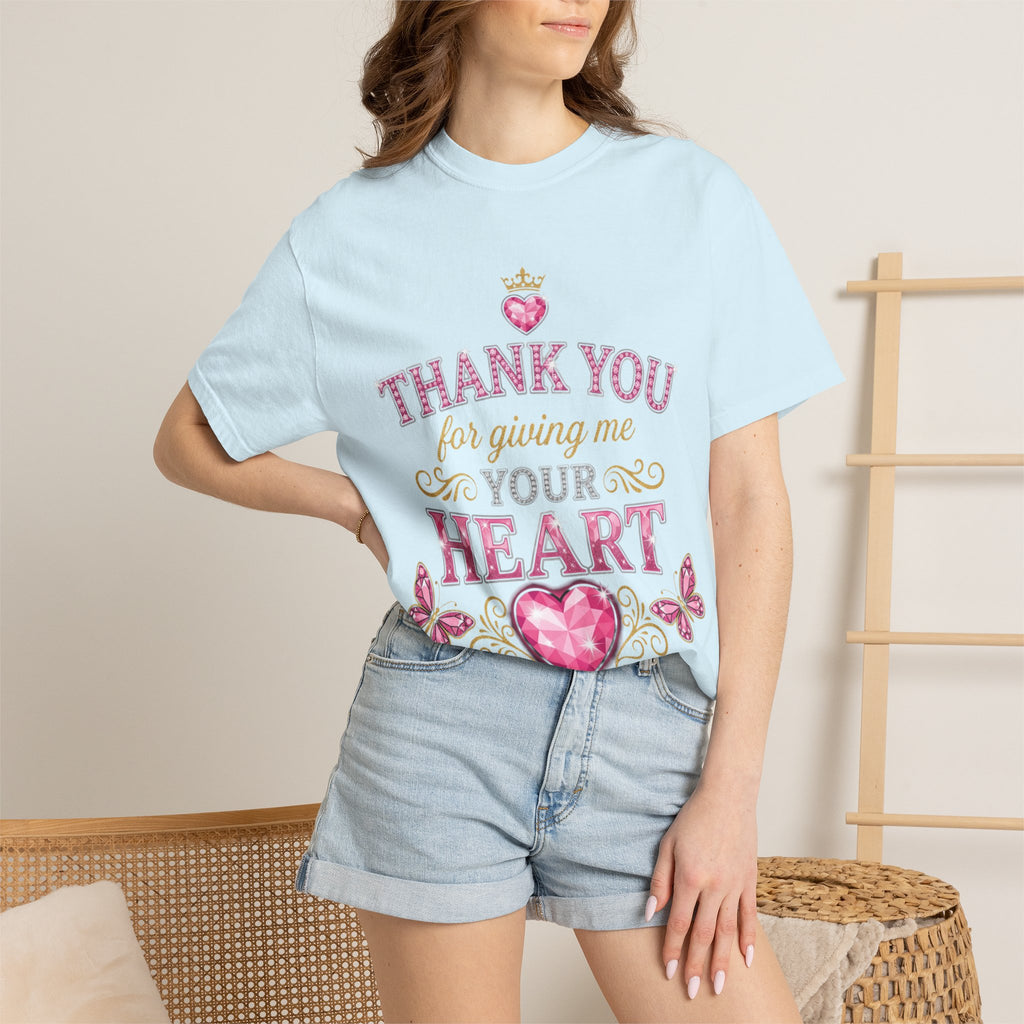 Thank You For Giving Me Your Heart T-Shirt — Romantic Heart Graphic Valentine’s Tee