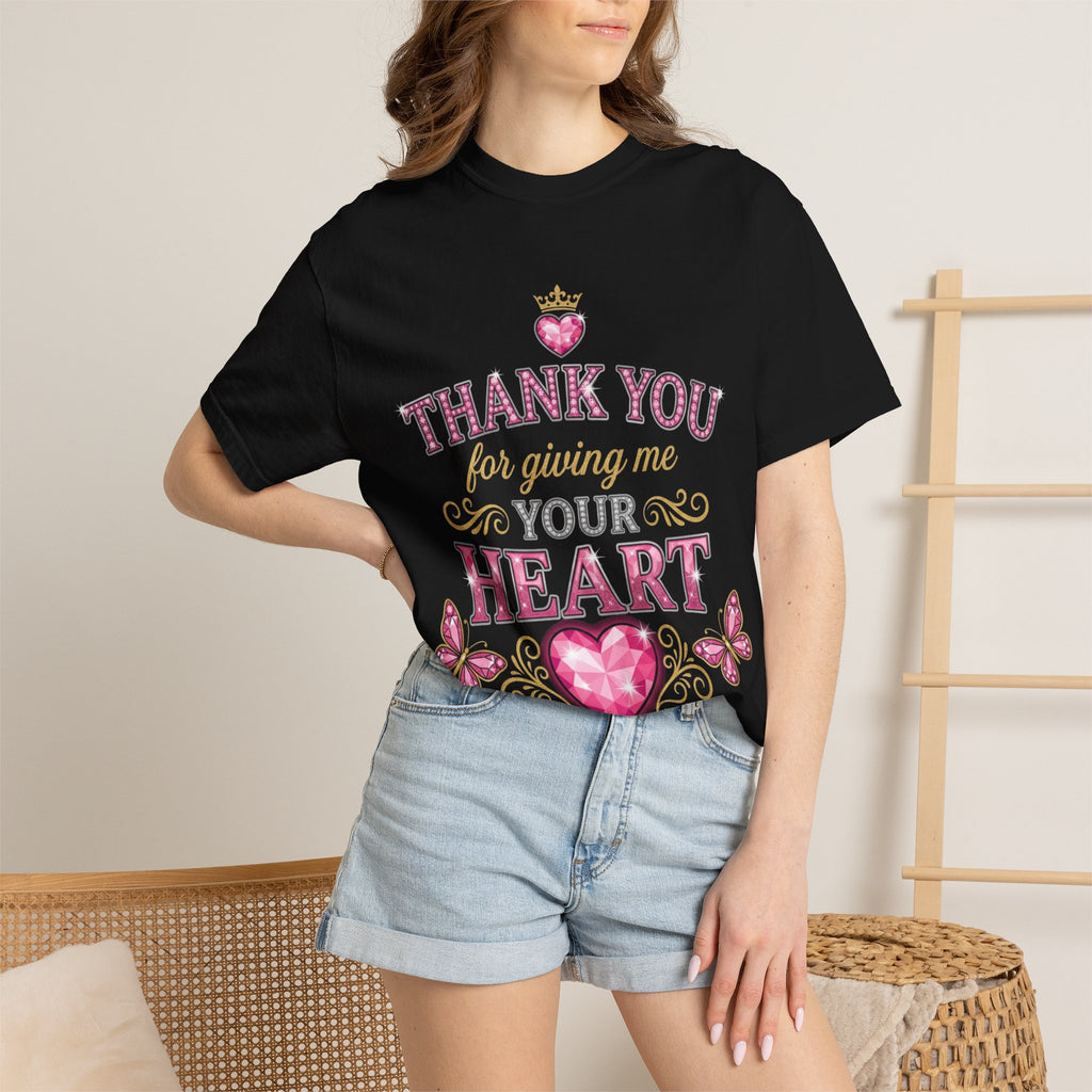 Thank You For Giving Me Your Heart T-Shirt — Romantic Heart Graphic Valentine’s Tee