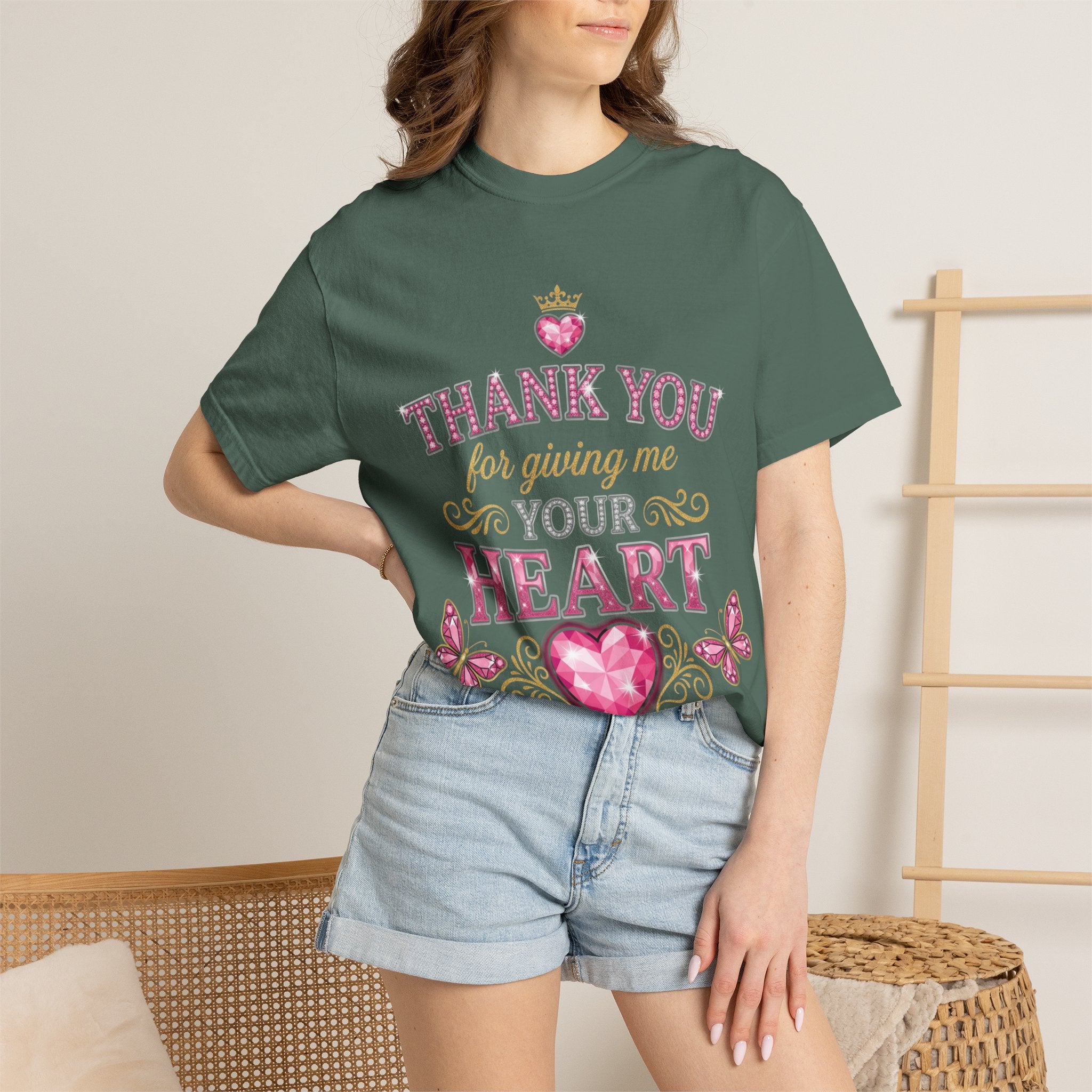 Thank You For Giving Me Your Heart T-Shirt — Romantic Heart Graphic Valentine’s Tee