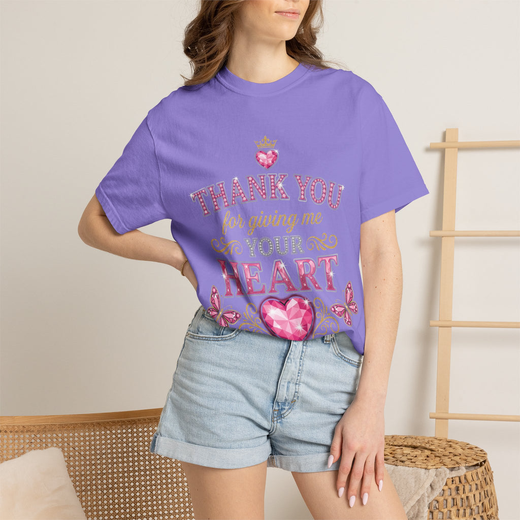 Thank You For Giving Me Your Heart T-Shirt — Romantic Heart Graphic Valentine’s Tee